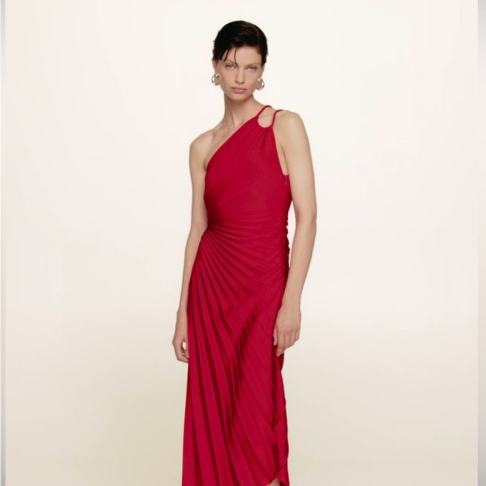 Mango Vibrant Red One-Shoulder Dress
